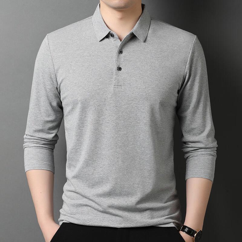 Hengyuanxiang Men's Business Casual Long Sleeve Polo Shirt
