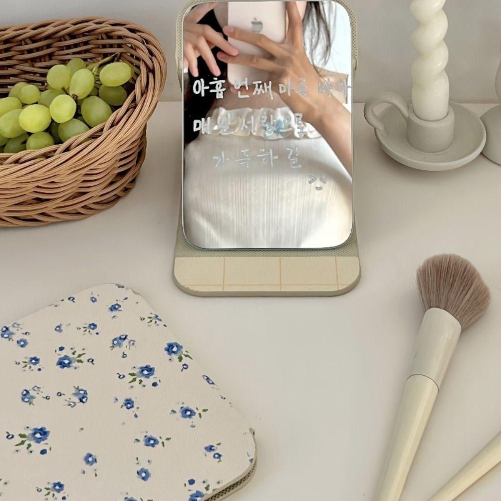 Pu Leather Desktop Stand Mirror Compact Cosmetic Mirror Folding Vanity Mirror Light Weight Delicate Fold Makeup Mirror Unisex