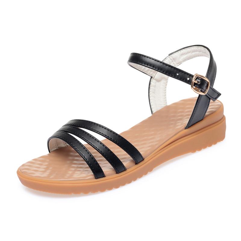 Femmes sandales d'été en cuir véritable femmes chaussures sandales grande taille mode coin antidérapant mère femmes sandales