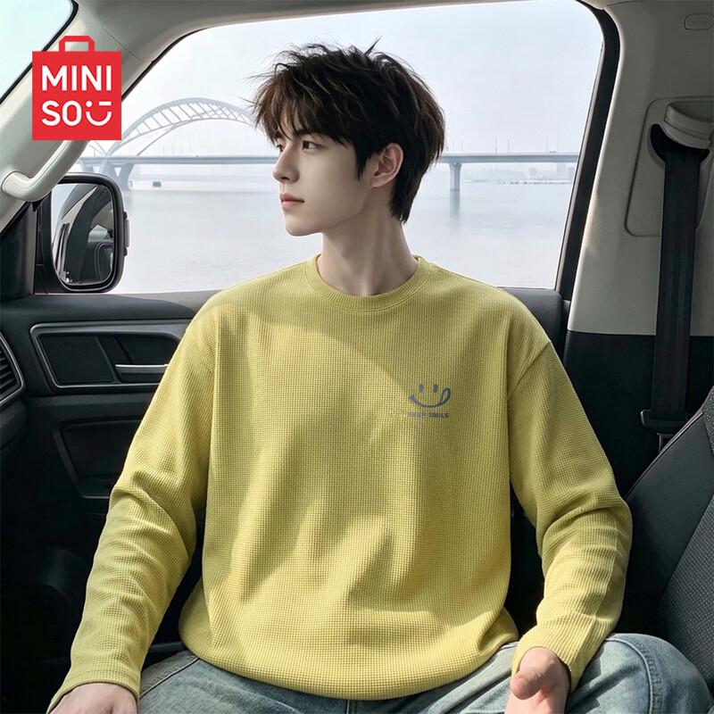 MINISO Men's Heavyweight Waffle Long Sleeve T-Shirt
