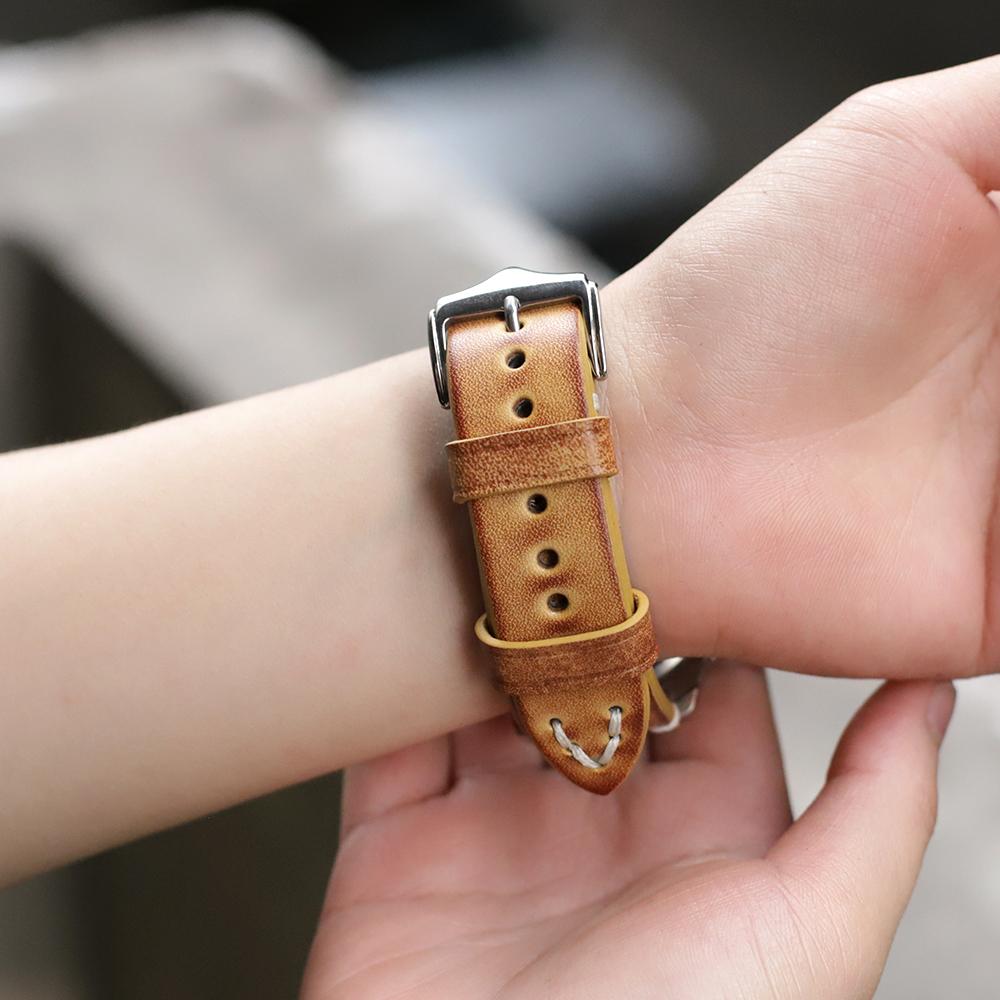 Handgefertigtes Echtes Leder Uhrenarmband 20mm 22mm 24mm Vintage Erste Schicht Rindsleder Uhrenarmband Armband Ersatz für Herren