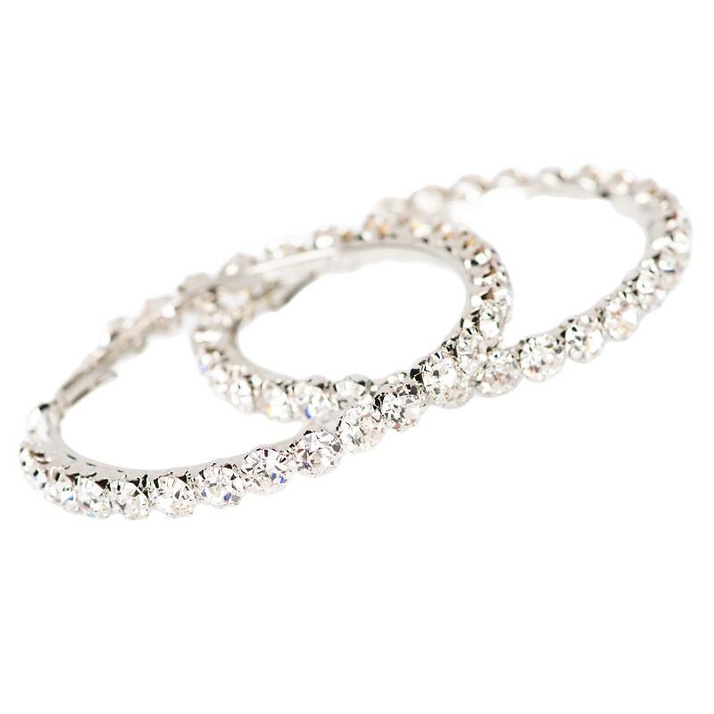 Trendy Round Zircon Circle Large Earrings - Women's Fashionable Accessories