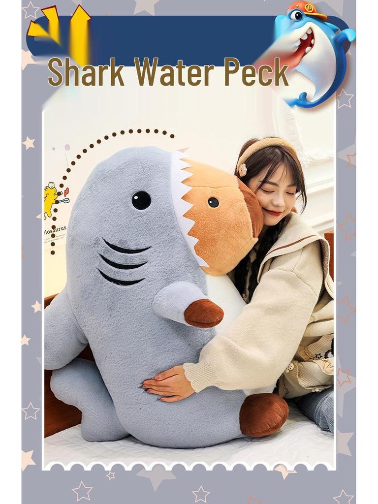Shark Capybara Plush Toy - Large Cute Animal Doll Pillow for Children and Girls
