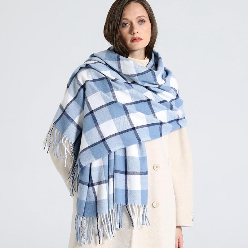 Luxury Plaid Scarf Winter Warm Cashmere Women Long Bandana Pashmina Foulard Female Scarves Tassel Shawl And Wraps  Design