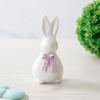 Ceramic Bow Rabbit Figurine Easter Mini Bunny Statue Spring Easter Home Office Holiday Party Decoration Ornament