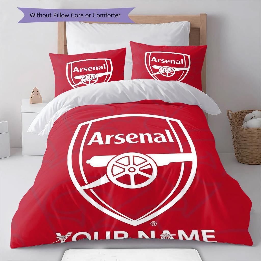 Arsenal F Custom Name Pattern Bedding,Quilt Set Quilt Cover Pillowcase Home Birthday Gift(1 * Duvet Cover + 2 * Pillowcase, Without Core)