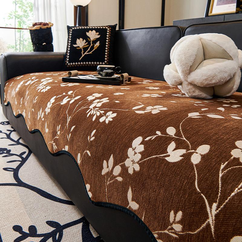 

Подушка для дивана нестандартной формы, универсальная для всех сезонов, новинка 2025 года, цельная подушка для сиденья дивана из шенилла, чехол для дивана в новом китайском стиле 90*70cm