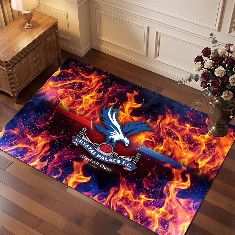 Tappeto in Velluto di Cristallo con Stampa del Crystal Palace Football, Comodo Assorbente d'Acqua Antiscivolo Tappeto per Pavimenti Interni