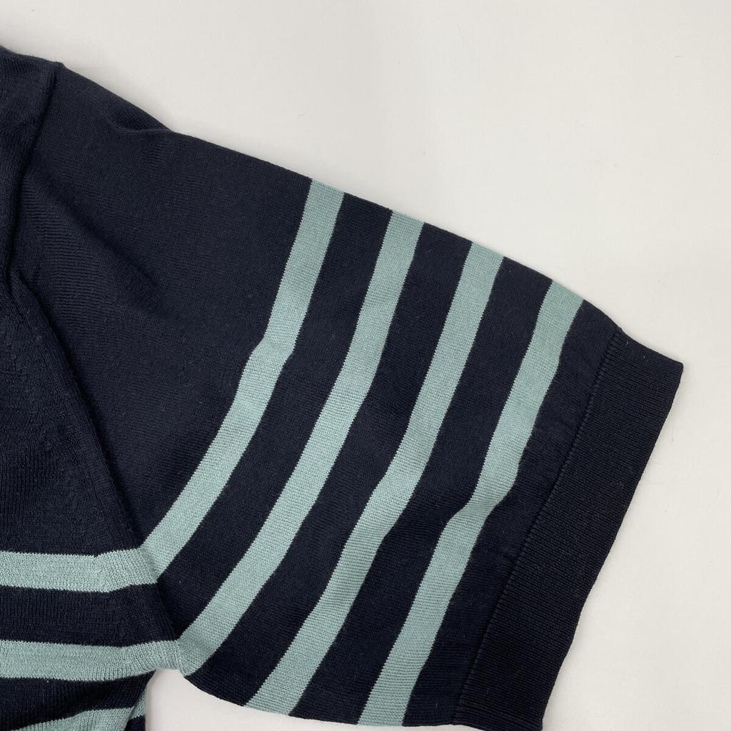 JOHN SMEDLEY BEAMS Exclusive HAYES NVxGR 30G Cotton Short Sleeve Knit tops L NavyUsed