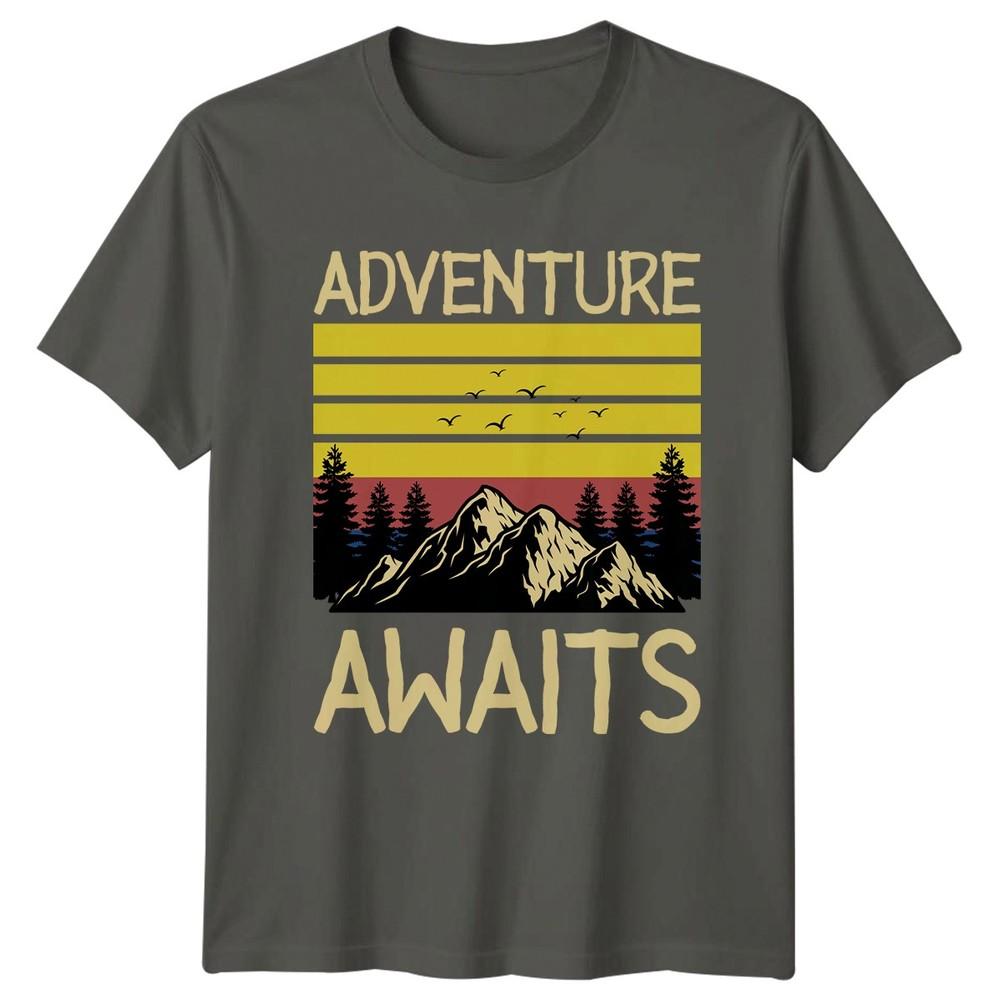 Adventure Awaits Unisexs TShirt Mountain Hiking Gift For Him S