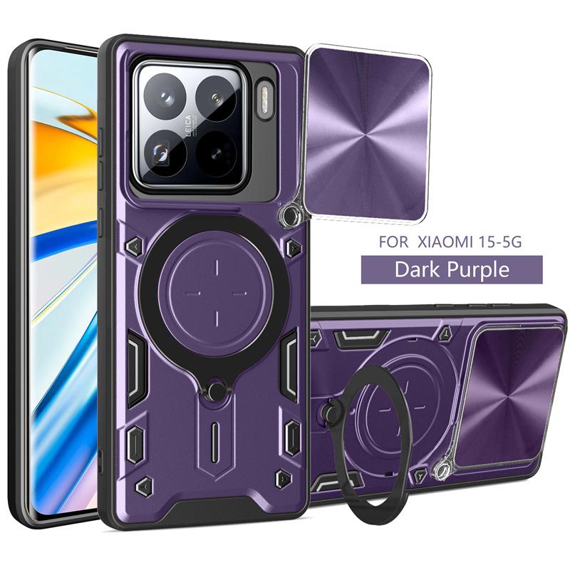

Для 15 5G чехол слайдер линза защитный армированный противоударный чехол для телефона чехол для 15 5G кольцо держатель крышка For Xiaomi 15
