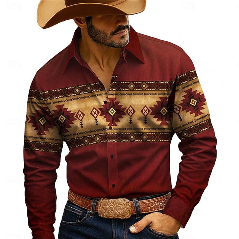 Men's Shirt 3D HD Printing Western Cowboy Style Men's Top Fashion Casual Design High Quality Comfortable Fabric