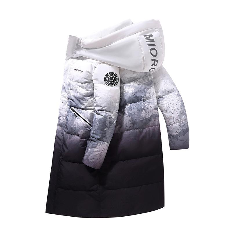 New Winter Down Jacket for Men and Women Couples Men's Long Hooded Over-knee Thickened White Duck Down Jacket