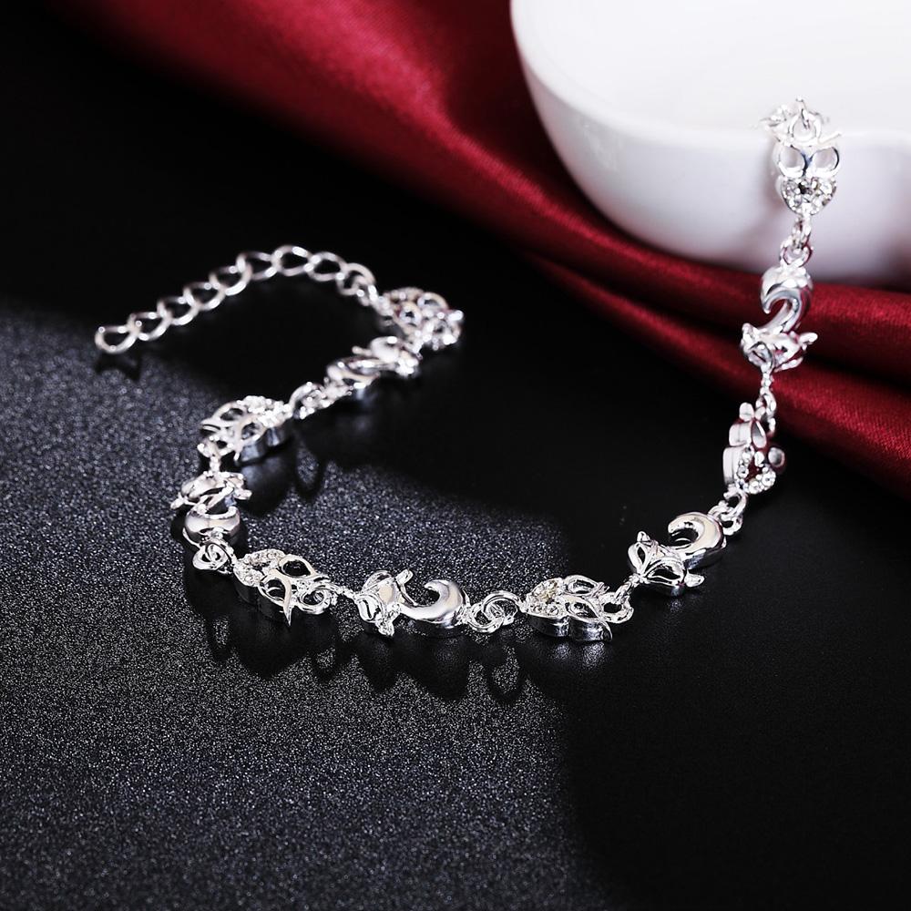 Bracelet en argent sterling 925 avec renard et hibou AAA en zircon