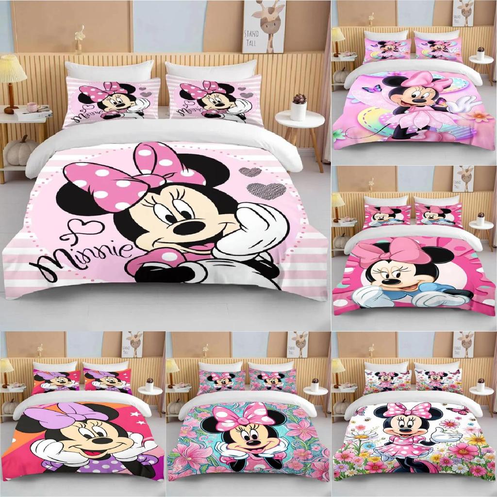 Povlečení Minnie Mouse z měkké polyesterové tkaniny s aktivním barvením pro dekoraci ložnice