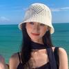 Hollow Knit Thin Straw Hat for Women, Summer Travel UV Protection Sun Hat, Face Slimming, Stylish and Versatile Sun Hat