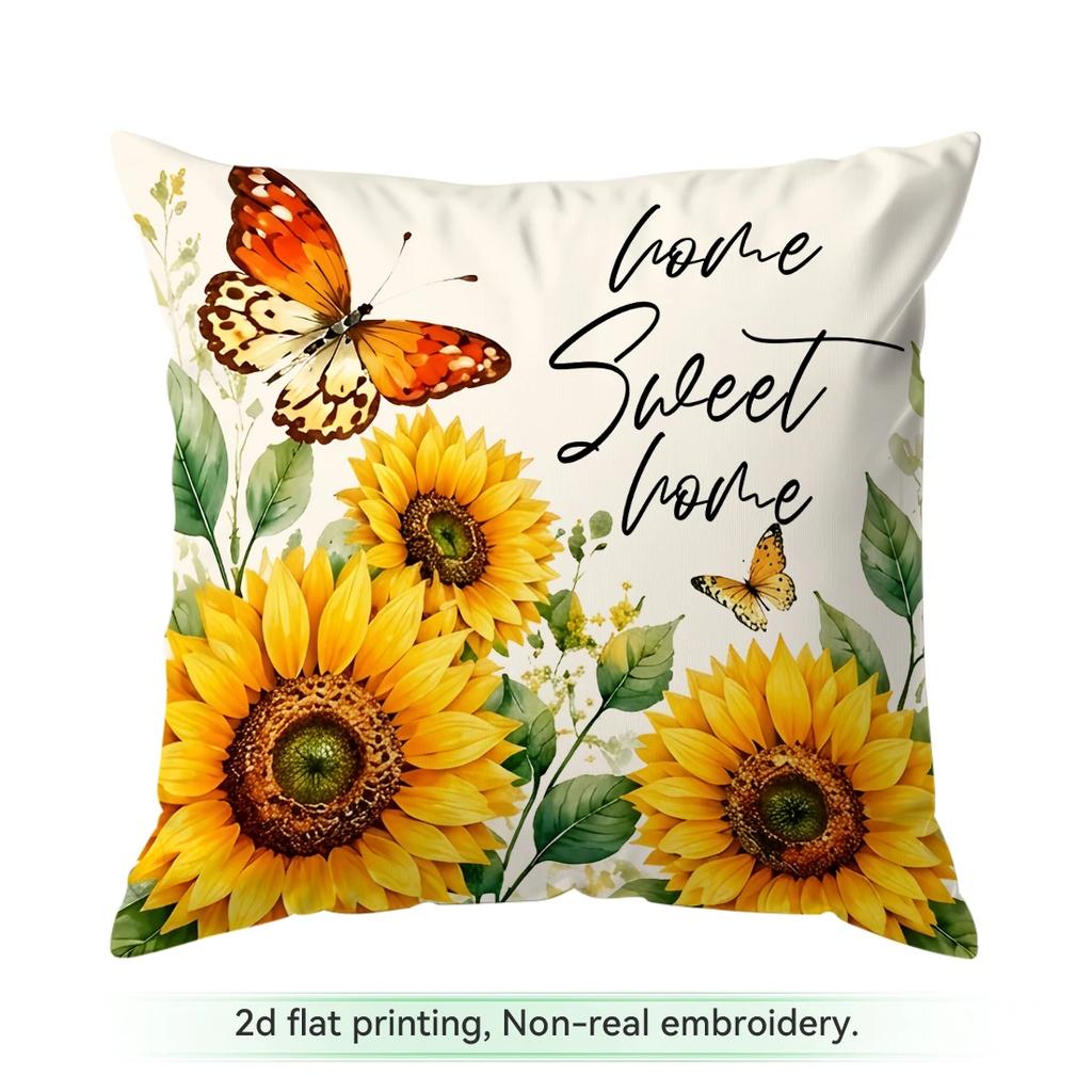 1pcs/4pcs Sunflower Pastoral Theme Cushions Pillowcase Polyester Cushion Cover Throw Pillow Pillowcover Home Car Sofa Decor