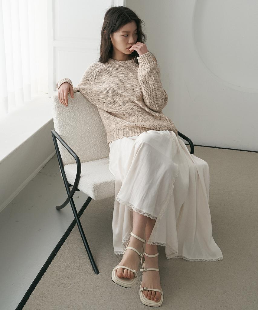 Dijainowol Reverse Off-Shoulder Knit_Beige