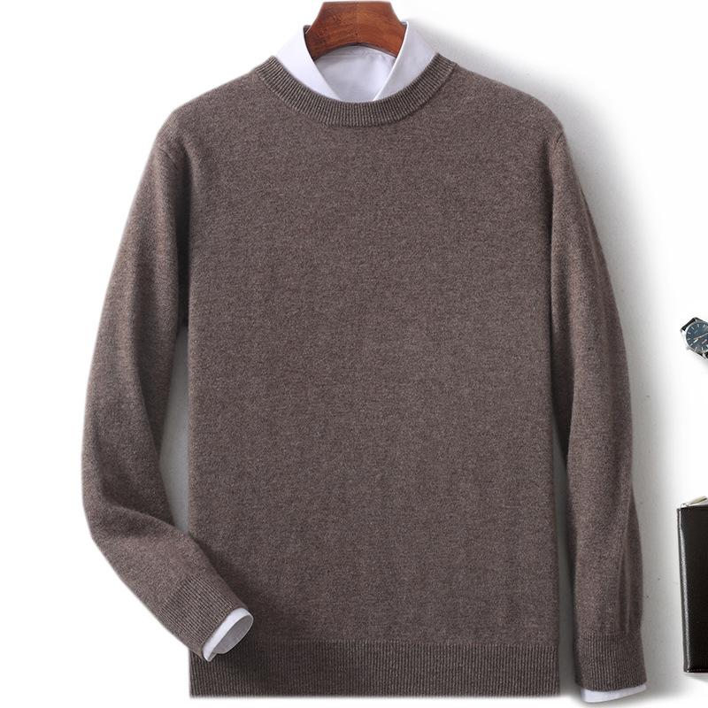 New Semi-turtleneck Cashmere Sweater Men's Thickened Sweater Solid Color Long-sleeved Wool Knitting