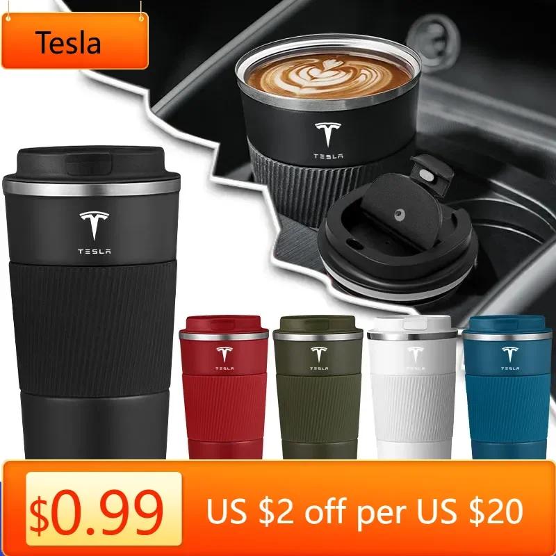 Autoaufkleber Tesla Auto Edelstahl Kaffeetasse doppelwandige Vakuum-Isolierflasche für Tesla Model 3 Model X S 2016-2020 Aufkleber