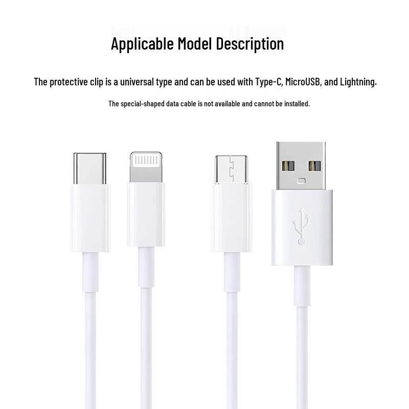 Mangueira de Proteção para Cabos: Previne a quebra e a dobra do carregador para iPad, tablets e telefones; também protege contra mordidas de gato.