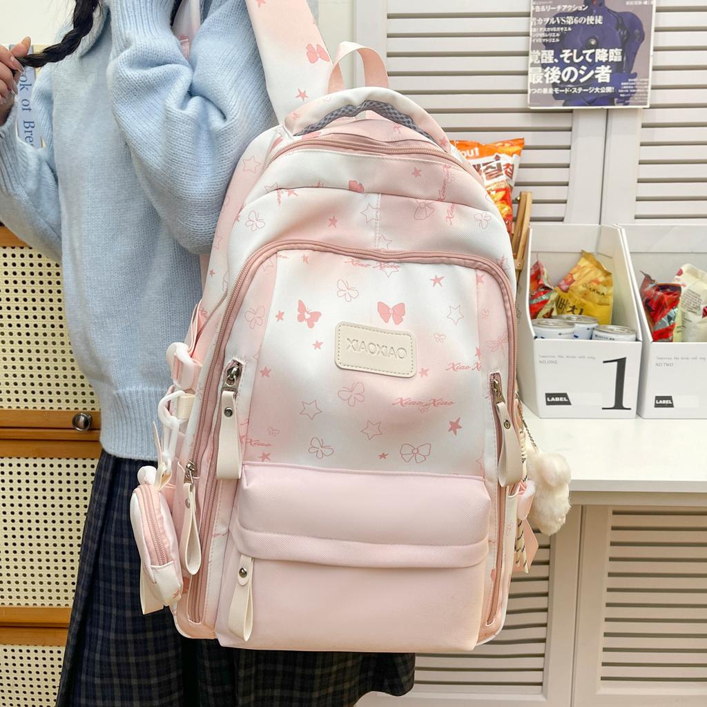 Schoolbag high value Japanese cute double backpack female small fresh Mori school bag lightweight simple large capacity backpack