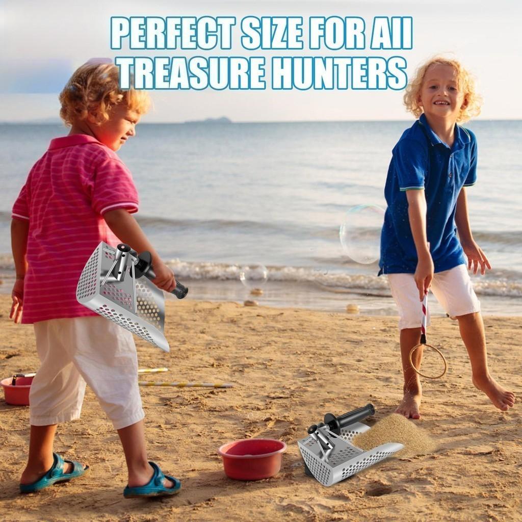 304 Beach Fast Sifting Metal Detector Scoop Stainless Steel Beach Sand Scoop Portable Treasure Hunting Scoop Metal Detecting Tool