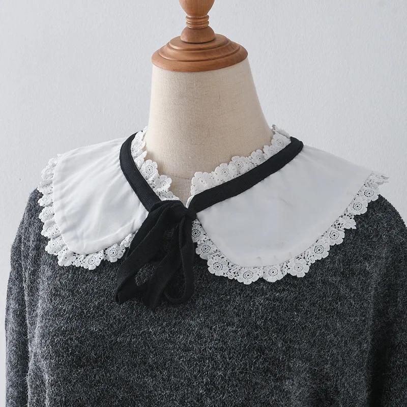 Perfect Match Vintage Lapel Fake Collar Shoulder Wraps Shawl Female White Removable Blouse Tops Shirt Detachable Collar Neckwear False Collar