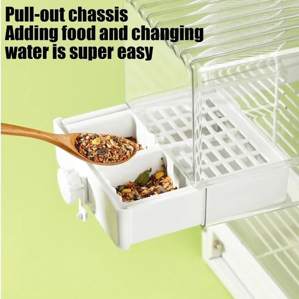 Transparent Parrot Bath Bottom Drawer Multi-functional Birdbath Feeder Food Holder Box Splash Proof Bird Bathtub