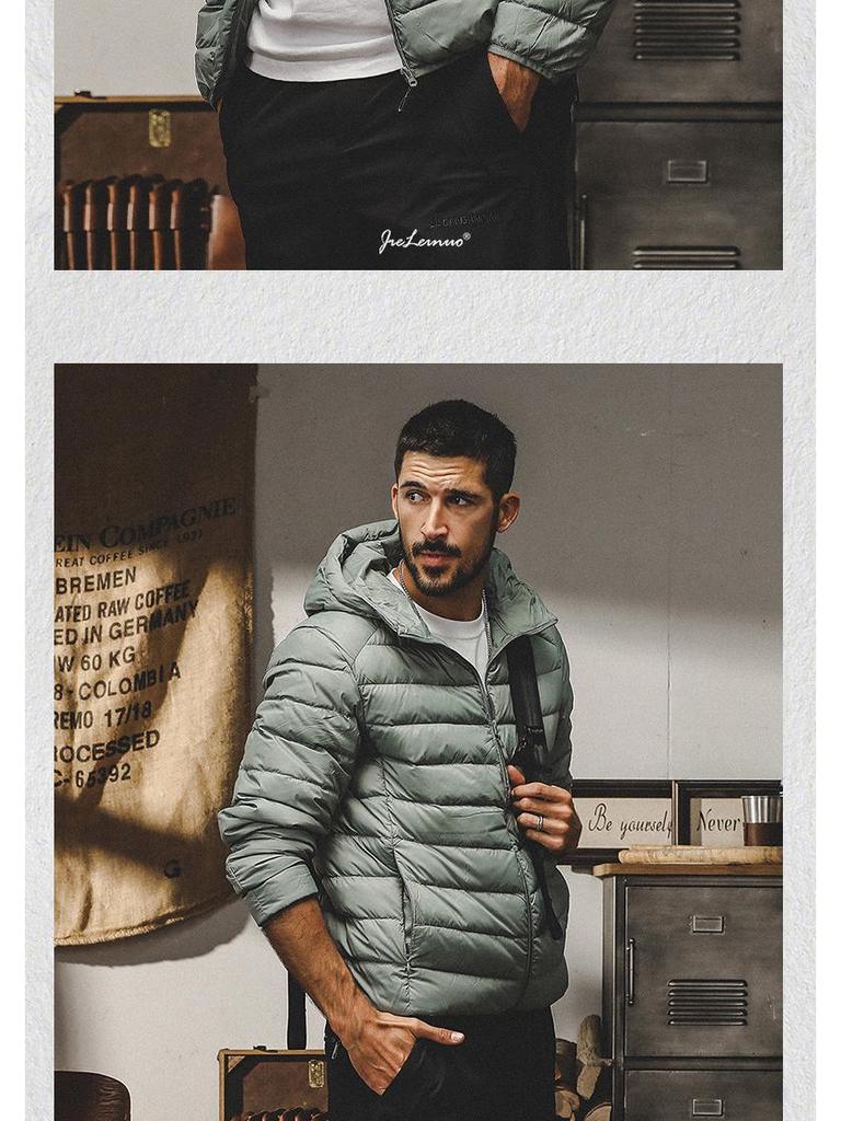 Men's Lightweight Down Jacket - Portable, Anti-static, Winter Hooded for Hiking, Travel, and Mountaineering