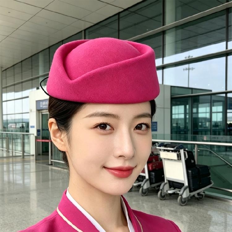 Classical French Flight Attendant Hat Polyester Stewardess Costume Accessoris Women Winter Fashion Headwear