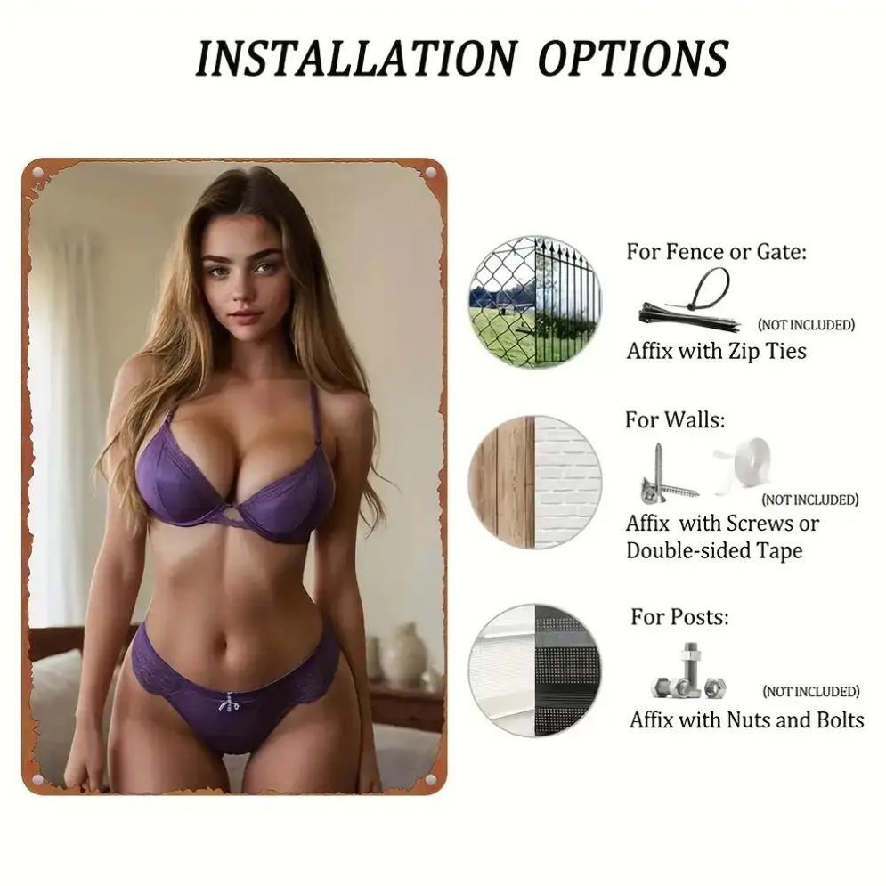 Bohemian Purple Metal Wall Art -  Retro Female Silhouette UV Printed Aluminum Decor for Home Bedroom Living Room Holiday