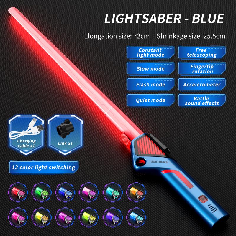 Non-Toxic Children Colorful Glowing Sword Toys Telescopic Music Laser Sword 2-In-1 Rotating Decompression Toy Light Sword Kids Adult Toys