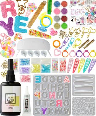 Resin Set for Kids & Parents: Silicone Mold, Light, Gift, Beginner, Elementary School Girl, Starter Kit, Resin Liquid, Inclusion Parts, Glitter, Keych