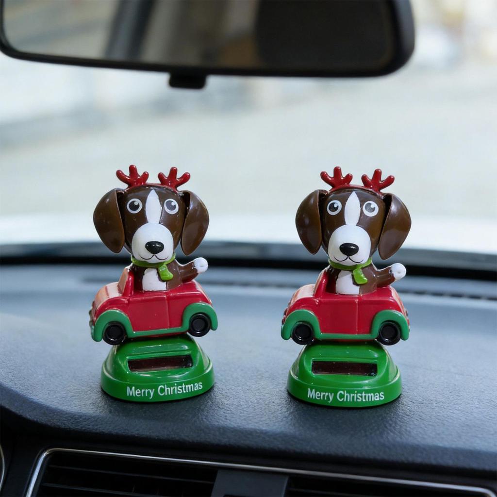 Swinging Solar Doll Car Ornament Funny Dog Figurines Car Dashboard Toys Shaking Head Doll Car Interior Decorations