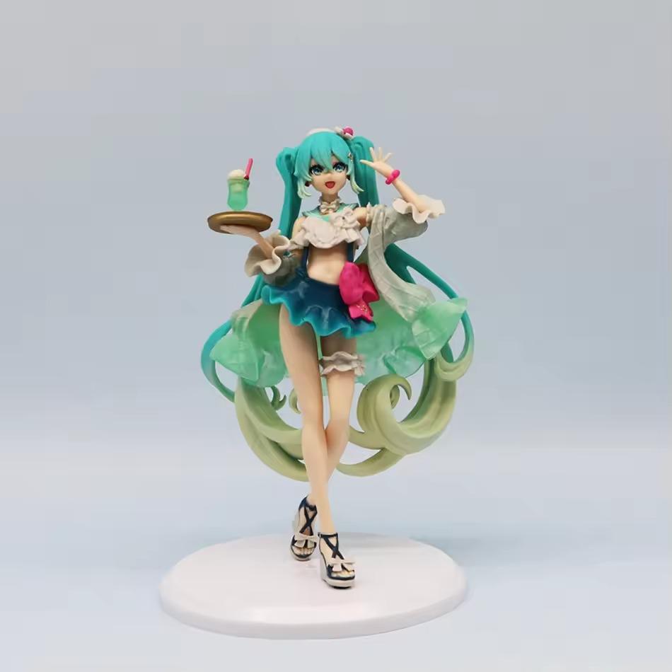 18CM Anime Hatsune Miku Figure Sweet Sweets Melon Soda Float Standing Figure Cute Toy Gift Collection Aciton Figure PVC Dolls