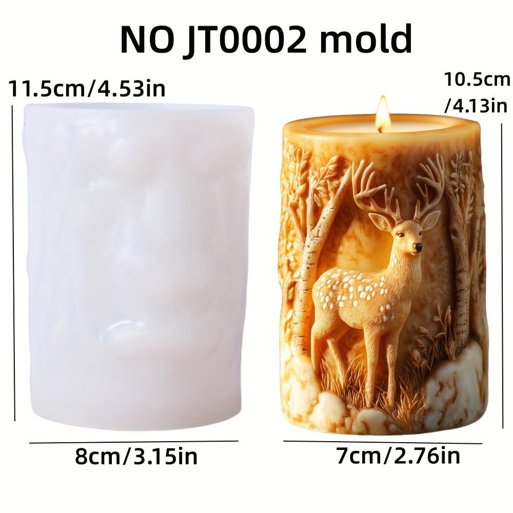 Diy Sika deer flower relief cylindrical candle silicone mold  spring and summer Sika deer stone relief cylindrical resin mold