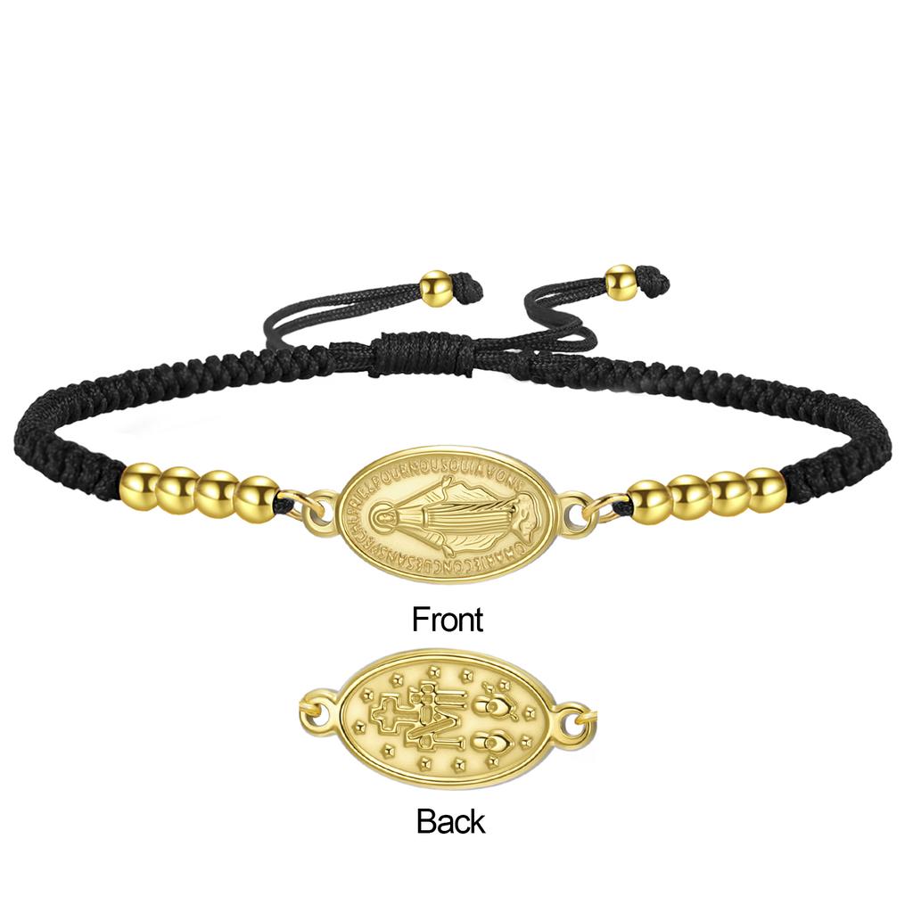 Edelstahl Jungfrau Maria Anhänger Armband Schwarz Rot Geflochtene Seil Armbänder Mutter Jesu Katholisch Gesegneter Schmuck Geschenk