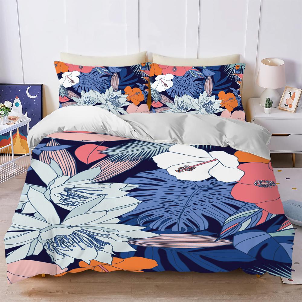 Rainforest Flowers Duvet Cover Set Soft Wash Bed 3 Piece Summer Comfortable Student Dormitory Home Baby Bedding Best Seller