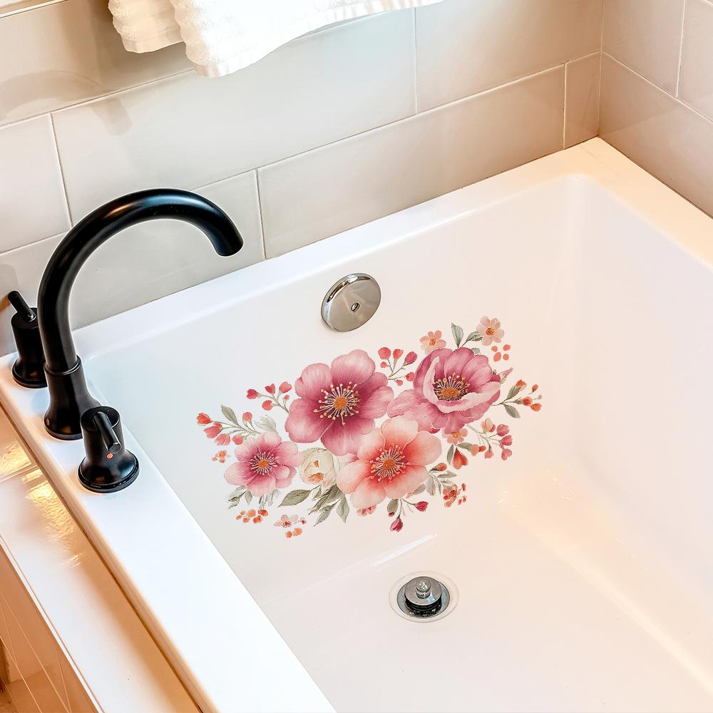 Painted Blooming Flowers, Bathroom, Home Decoration Wall Stickers