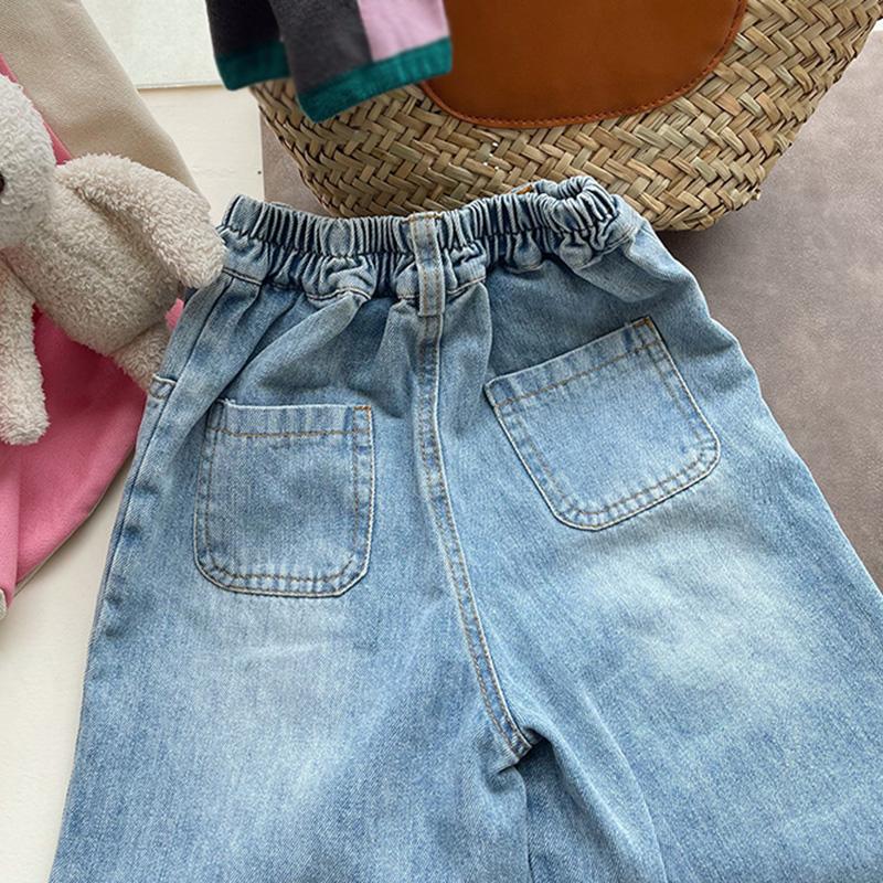 Girls Loose Straight Jeans Skin Friendly And Breathable Casual Pants