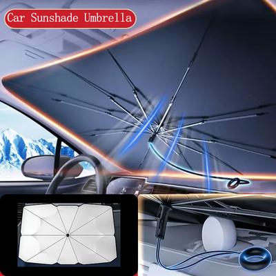 Pára-sol para carro, guarda-chuva, janela frontal, capa para-sol, anel de puxar/alça, tipo verão, proteção interna do carro