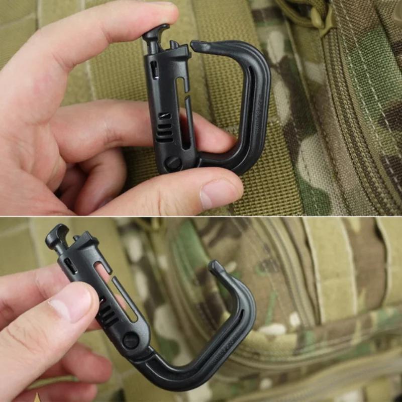 5PC Plasctic Shackle Carabiner D-ring Clip Molle Webbing Backpack Buckle Snap Lock Grimlock Multi Outdoor Use Hiking Camping Gear