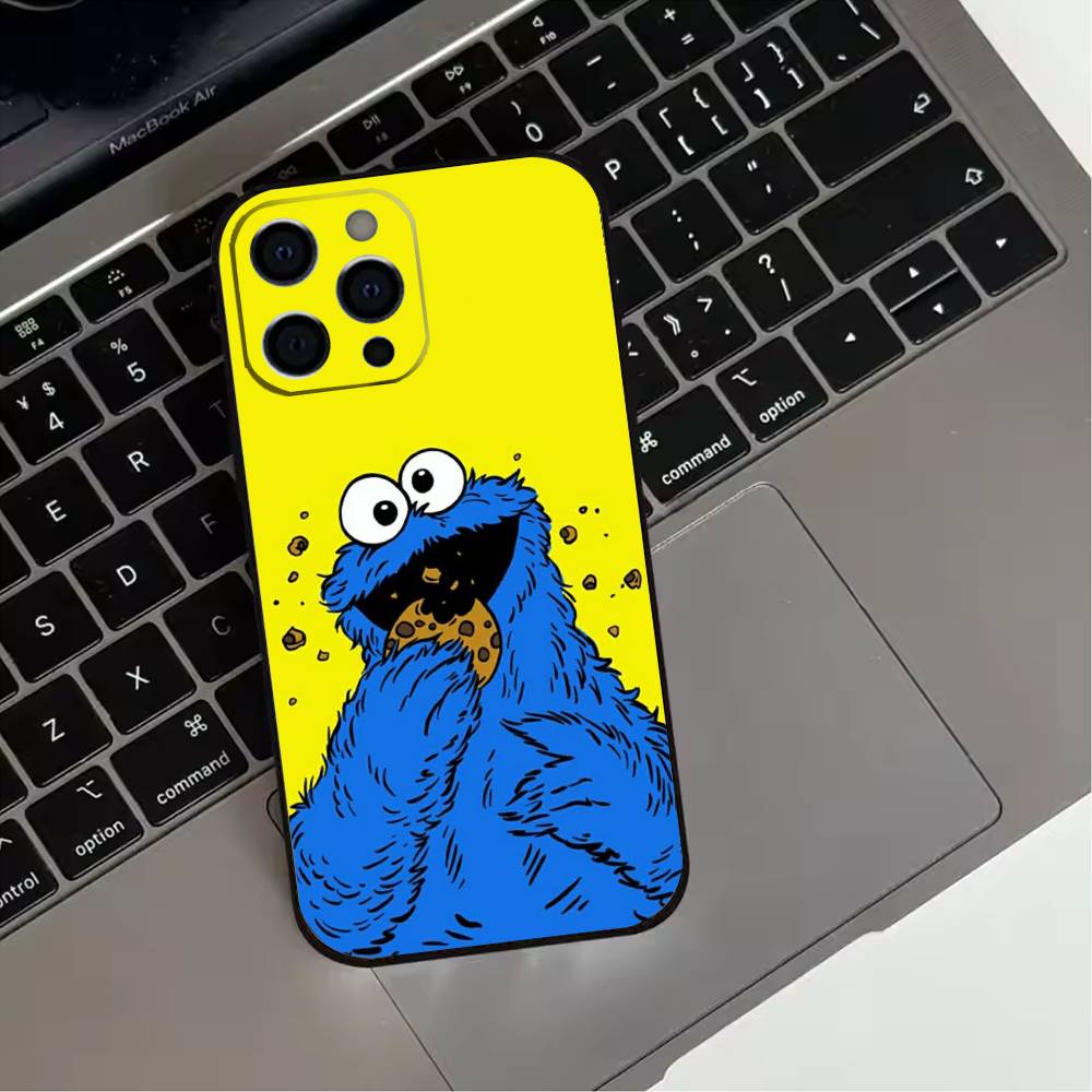 

C-Cookie-M-Monster Funny Phone Case For iPhone 17,16,15,14,13,12,11 Plus,Pro Max,XS,Soft Silicone Black Cover iPhone17
