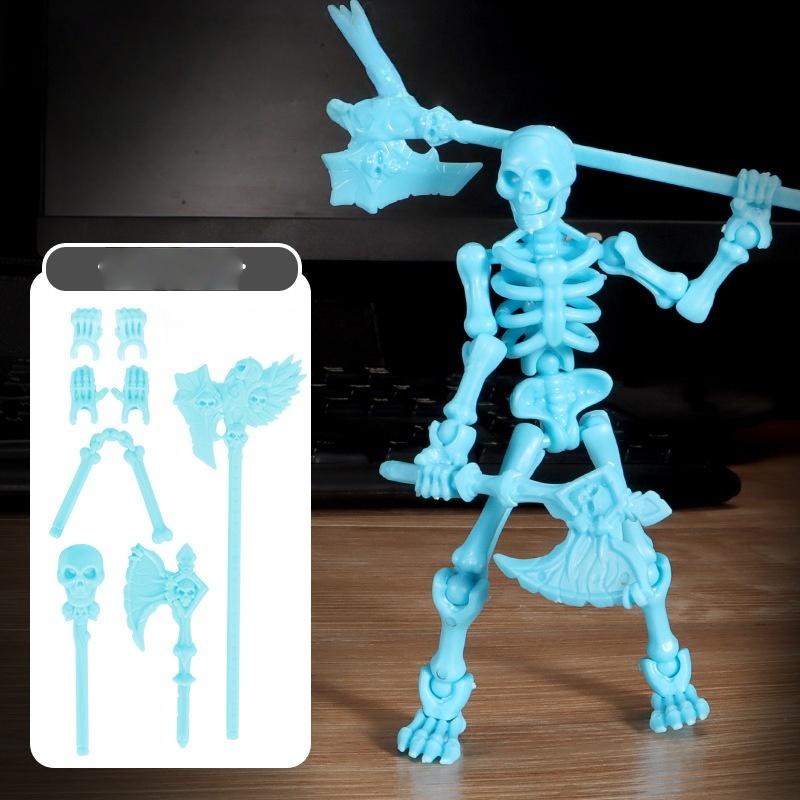 

1 Set Multi-Articulable Skull And Bone Puppet Decoration Action Figures Three-Dimensional Skull Model Assembly Toy Gift світло-синій колір