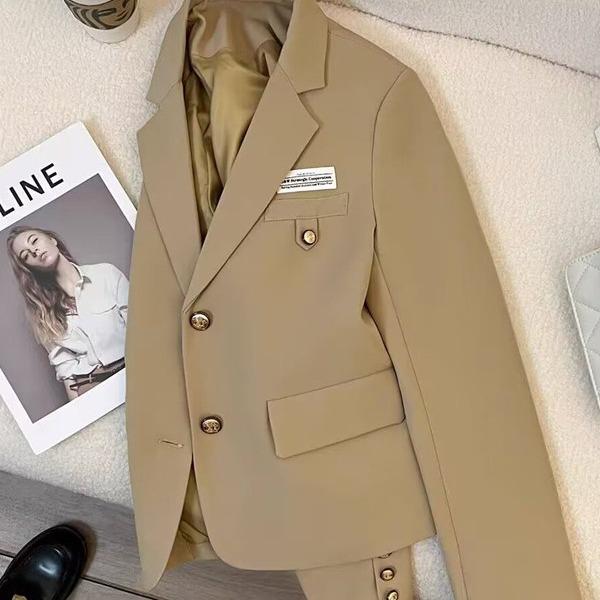 Ginger Yellow 2025 Slim Fit Korean Blazer - Versatile Spring/Autumn Street Style for Petite Sizes