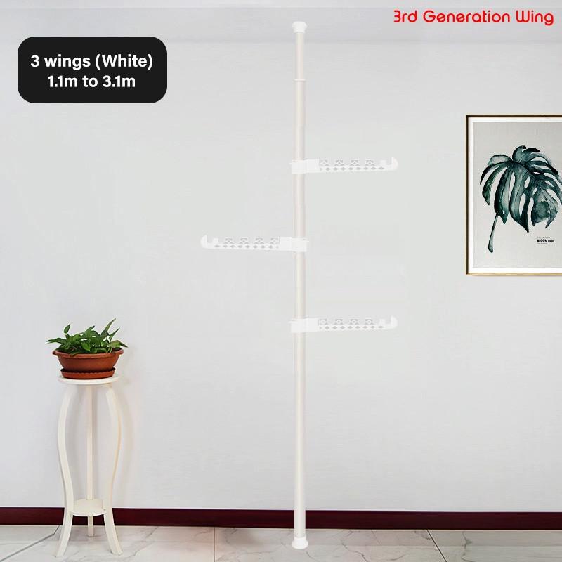 Adjustable Clothes Drying Hanger Rack with Floor To Ceiling Tension Pole High Capacity Laundry Pole Hanger