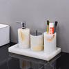 Lux White Jade Bathroom Set: Basin, Tray, Tissue Box, Lotion Dispenser - 4 or 5 Piece Set