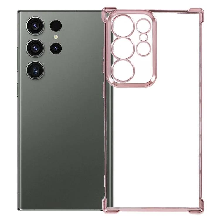 

For Samsung Galaxy S22 Ultra 5G Case Electroplating Heart Pattern Edge TPU Phone Back Cover