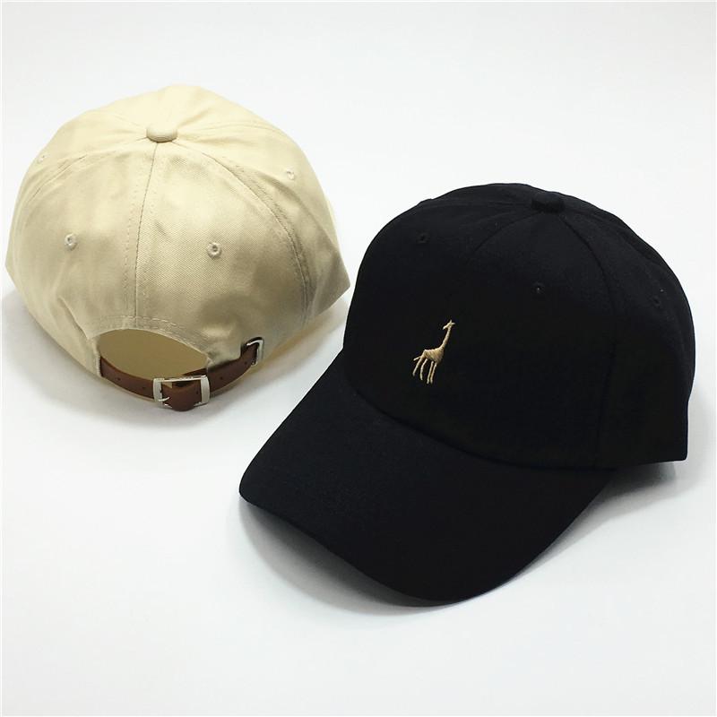 Chic hat female cartoon giraffe hip-hop cute baseball cap male four seasons travel PU leather buckle cap tide